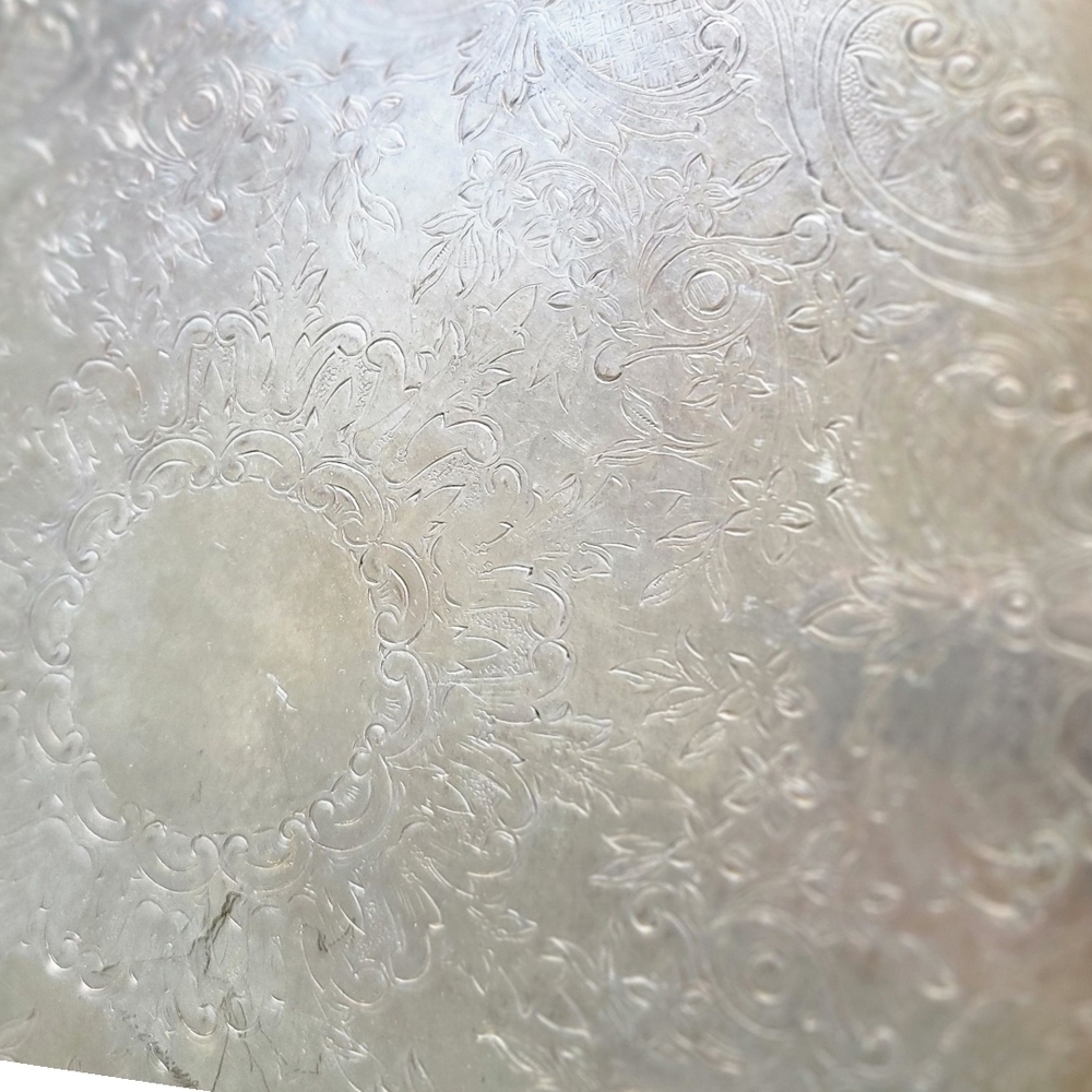 Vintage  1883 F.B. ROGERS SILVER CO.Elegant Silver On Copper Serving Tray - Picture 4 of 7